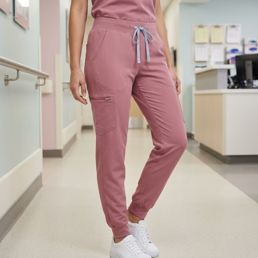 FIGS Zamora Scrub Pants Women Medium Petite Mauve High Waist Jogger W22SW2012P